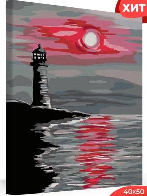 Картина по номерам на подрамнике Маяк под луной 40х50 Живопись по номерам 148006179