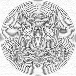 Раскраски Антистресс, Раскраска Сова в круге раскраски антистресс