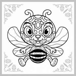 Милый пчелиный мультяшный zentangle искусства, изолированные на белом фоне