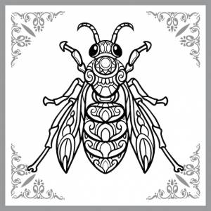 Stinger bee zentangle arts изолированы на белом фоне