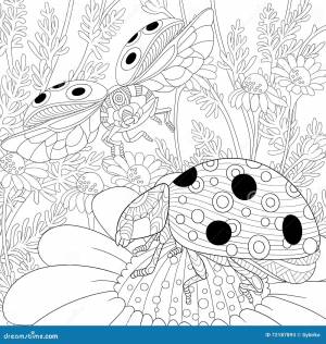 Ladybugs Zentangle стзованные 2 Иллюстрация вектора