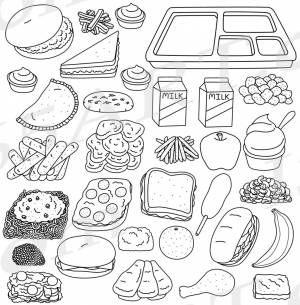 Бумажная еда раскраска