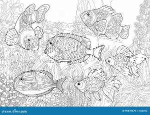 Мир Zentangle стзованный подводный Иллюстрация вектора