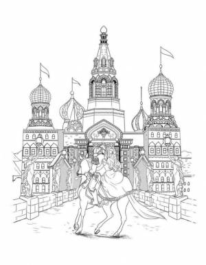 Раскраска Антистресс замок, принц и принцесса