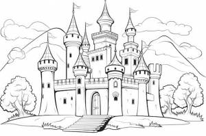 Раскраска замка для детей расслабься, расслабься, антистресс, генеративный ии