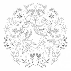 Книжка-раскраска с единорогом и цветочными мотивами раскраска антистресс