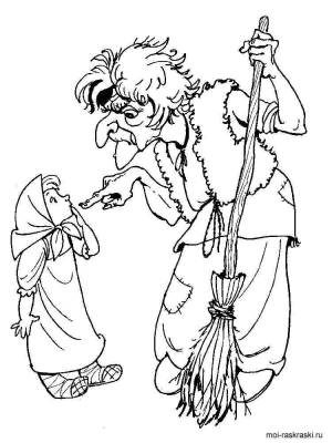 Раскраска Бабы Яги