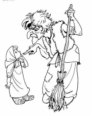 Раскраска Баба Яга