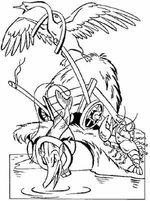 Раскраски Лебедь, Рак и Щука