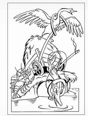 Раскраски Лебедь, Рак и Щука