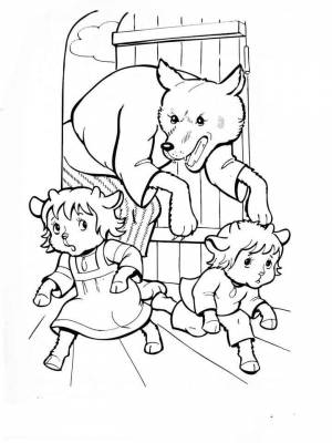 Раскраски Волк и семеро козлят   в формате