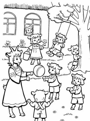 Раскраски Волк и семеро козлят   в формате