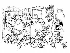 Раскраска Волк и семеро козлят 10
