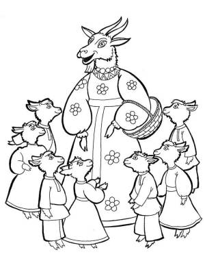 Раскраска Волк и семеро козлят 9
