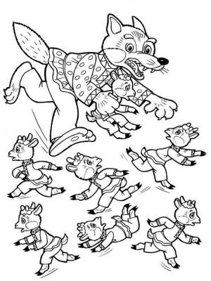 Раскраска Волк и семеро козлят 1