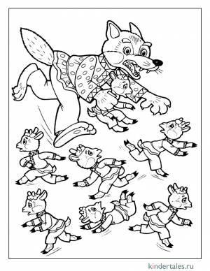 Волк и семеро козлят» раскраска для детей