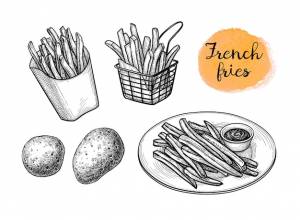 Картофель фри и сырой картофель