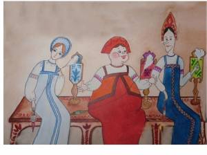 Как нарисовать трёх девиц под окном из сказки о царе Салтане карандашом?