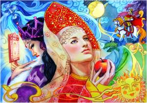 Иллюстрация Сказка о мертвой Царевне в стиле живопись, персонажи