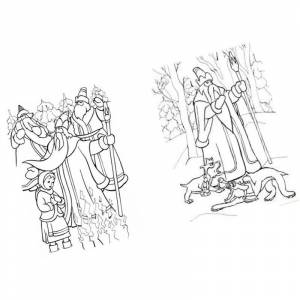 Раскраска по сказке 12 месяцев месяцы падчерица и мама с дочкой