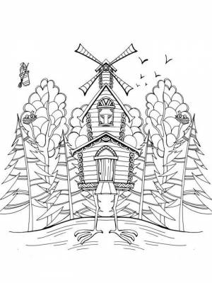 Картинка Избушка Бабы Яги раскраска