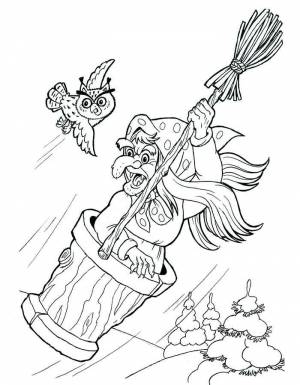 Раскраска Баба Яга