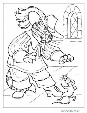 Кот в сапогах» раскраска для детей