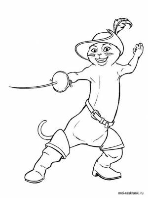 Раскраска Кот в сапогах