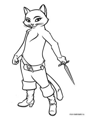 Раскраска Кот в сапогах