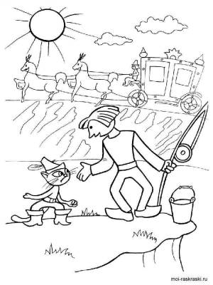 Раскраска Кот в сапогах