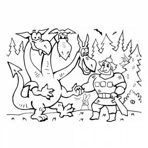 Раскраска Змей-Горыныч и Добрыня Никитич