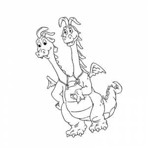 Раскраска Змей Горыныч с двумя головами