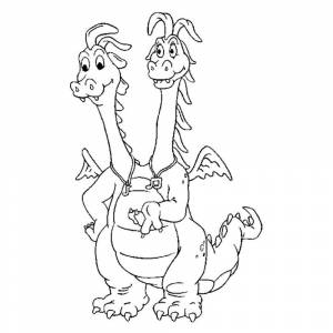 Раскраска Змей-Горыныч с двумя головами