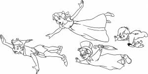 Раскраска Венди и ее братья летят в страну Нетландию