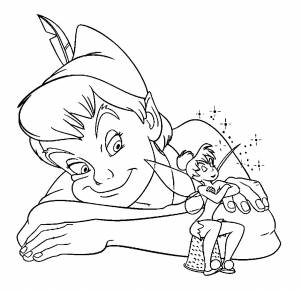 Раскраска Питер Пэн и фея Динь-Динь