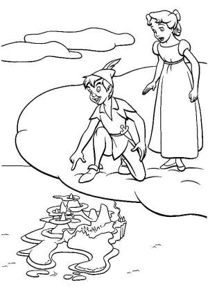 Раскраски Раскраска Питер пен на облаке питер пен