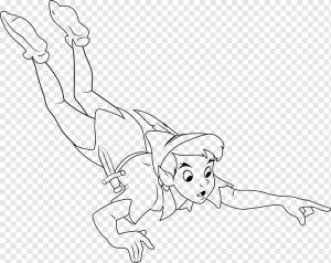 Питер Пэн черный белый контур, png