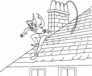 Раскраска Питер Пэн на крыше