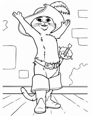Раскраски Кот в сапогах цветная