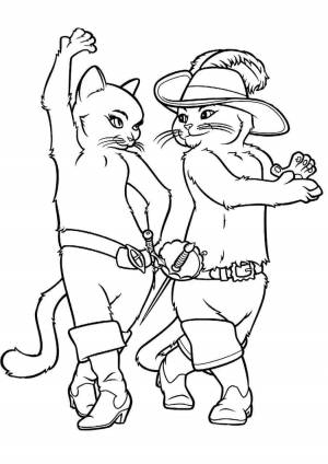 Раскраска кот в сапогах