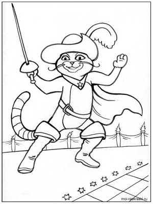 Раскраски Кот в сапогах  и  онлайн