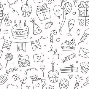 С днем рождения рисунок ручной рисунок векторной иллюстрации на белом фоне