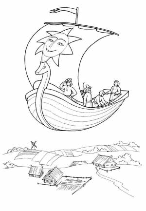 Раскраски летучий, Раскраска Летучий корабль корабли
