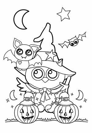 Раскраска Хэллоуин Сова