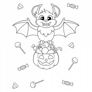 Раскраска Летучая мышь на Хэллоуин