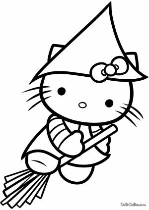Раскраска Хэлло Китти на Хэллоуин