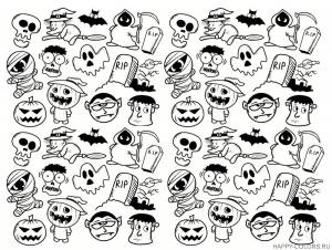 Раскраски Хэллоуин Дудлы