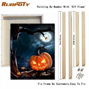 Ruopoty раскраска по номеру Хэллоуин пейзаж настенное искусство уникальный подарок акриловый домашний декор ручная роспись тыква картина