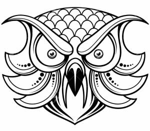 Раскраски Раскраска Сердитая сова птицы Хэллоуин