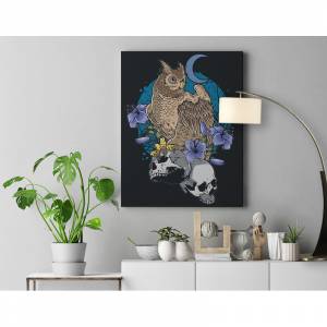 AAAA-C1064 Сова с черепами Фн Птицы Хэллоуин Happy Halloween Праздник Раскраска картина по номерам на холсте недорого